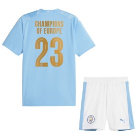 Camisetas Manchester City Champions of Europe Primera 2023-24 - Niño (+ Pantalones)